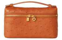 Loro Piana ExtraPocket Ostrich Leather Handbag Shoulder Bag Crossbody Bag Clutches Mini Women's Cognac