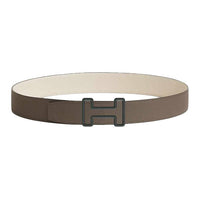 HERMES Calfskin Leather Belts Men's Brown Width: 3.8CM