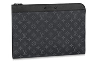 LOUIS VUITTON Canvas With Leather Trim Storage Bag Men's Black