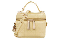 DIOR Lady Dior Cow Leather One Shoulder Crossbody Handbag Extra Mini Women's Custard