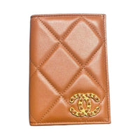 CHANEL Sheepskin Wallet Women's Caramel