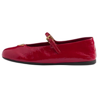 PRADA Flat Mary Jane Shoes Women's Red