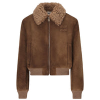 MIU MIU FW24 Leather Jacket Women's Brown