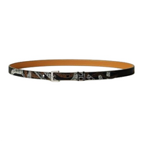 HERMES Calfskin Leather Belts Women's Black 1.3cm