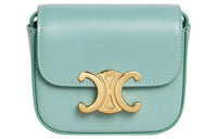 CELINE Triomphe Shiny Calfskin Shoulder Bag Crossbody Bag Mini Women's Mint Green