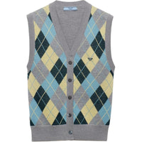 PRADA Checked Buttoned Knitted Vest