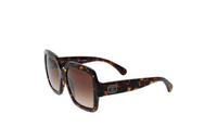 CHANEL Irregular Shape Sunglasses Women's Tortoiseshell