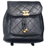 CHANEL Cow Leather Backpack Women's Black