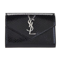 SAINT LAURENT Patent Leather Wallet Small Size Women's Black