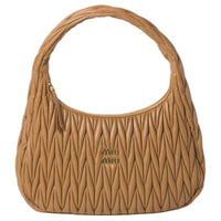 MIU MIU Leather Handbag, Shoulder Bag Women's Caramel Brown
