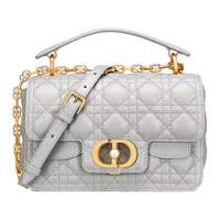 DIOR Cow Leather Shoulder Bag Crossbody Bag Handbag Small Size Women's Mist Gray