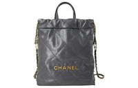 CHANEL Calfskin Backpack Unisex Dark Gray