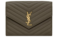 SAINT LAURENT Sheepskin Envelope Bag Clutches Women's Light Musk