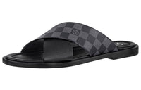 LOUIS VUITTON Slip-Resistant Slide Slippers Men's Black Gray Color
