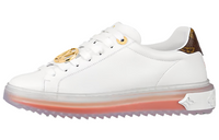 LOUIS VUITTON Time Out Stylish Skateboarding Shoes Women's White Orange
