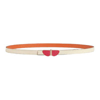 HERMES Calfskin Leather Belts Women's White Width: 1.3cm