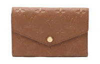 LOUIS VUITTON Leather Wallet Women's Coffee