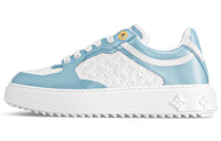 LOUIS VUITTON Time Out Low Top Skateboard Shoes Women's White Blue