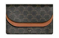 CELINE Triomphe Coated Canvas With Lambskin Trim Wallets Shoulder Bag Crossbody Bag Regular Women's Tawny