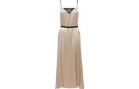 PRADA Belted Satin Midi Dress