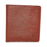LOUIS VUITTON Leather Wallet Unisex Red Brown