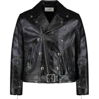 CELINE Zip Up Belted Biker Jacket