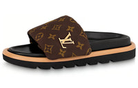 LOUIS VUITTON Pillow Slide Slippers Women's Brown Black