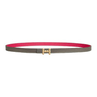 HERMES Calfskin Leather Belts Women's Pink/Gray Width 1.3CM