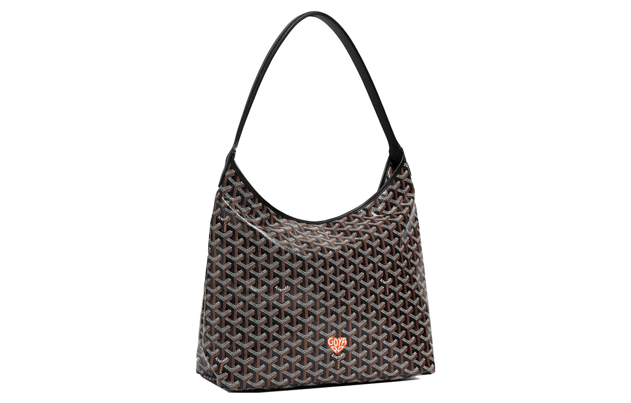 GOYARD Bohème Hobo Canvas With Leather Shoulder Bag Combo Bag Shoulder Bags Women's Black/Orange Heart Edition