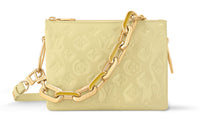 LOUIS VUITTON Coussin Leather Shoulder Bag, Crossbody Bag Small Size Women's Light Yellow