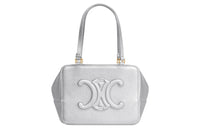 CELINE Layered Cow Leather Shoulder Bag Crossbody Bag Handbag Women's Silver