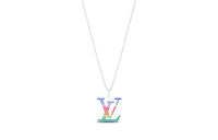 LOUIS VUITTON Lv Large Pendant White Gold & Rainbow Gemstones