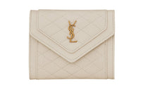 SAINT LAURENT GABY Quilting Lambskin Wallet Women's Light Brown