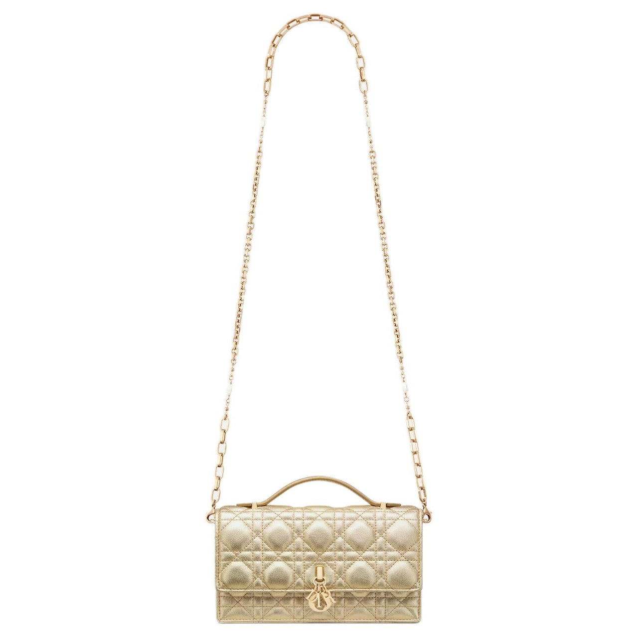 DIOR Calfskin Shoulder Bag, Crossbody Bag, Handbag Mini Women's Metal Gold
