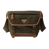 PRADA Re Nylon Recycled Nylon Shoulder Bag Medium Size Men's Brown & Army Green