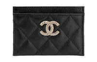CHANEL Grained Calfskin Card Holder Regular Women's Black