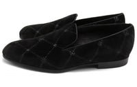 LOUIS VUITTON Auteuil Velvet Loafers 'Black With Silver Logo Lines' Women's