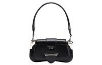 PRADA Cow Leather One Shoulder Handbag Women's Black