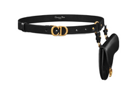DIOR Logo Pattern Smooth Buckle Leather Belts Women's Black Width: 2CM