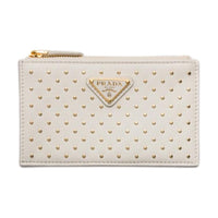 PRADA Leather Card Holder Women's White