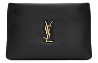 SAINT LAURENT CASSANDRE Lambskin Clutch Mini Women's Black