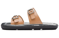 PRADA Rectangle Sandals Beige Leather Women's