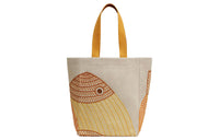 HERMES H Canvas Cotton Canvas Bag Beach Bag Handbags Women's Beige Yellow