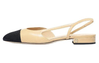 CHANEL Slingback Flats Beige Goatskin