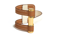 HERMES Calfskin Metal Gold-Plated Wristbands Women's Brown