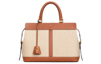 CELINE Textile Fabric With Calfskin One Shoulder Handbags Medium Size Women's Natural/Tan