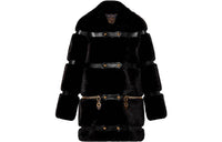 LOUIS VUITTON Leather Strip Black Mink Coat