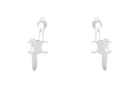 CELINE Triomphe Asymmetric Hoops In Brass With Rhodium Finish