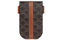 CELINE Triomphe Canvas With Leather One Shoulder Crossbody Cell Phone Pouch Men's Tawny