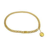 CHANEL 1994 Logo Plaque Medallion Chain Belt